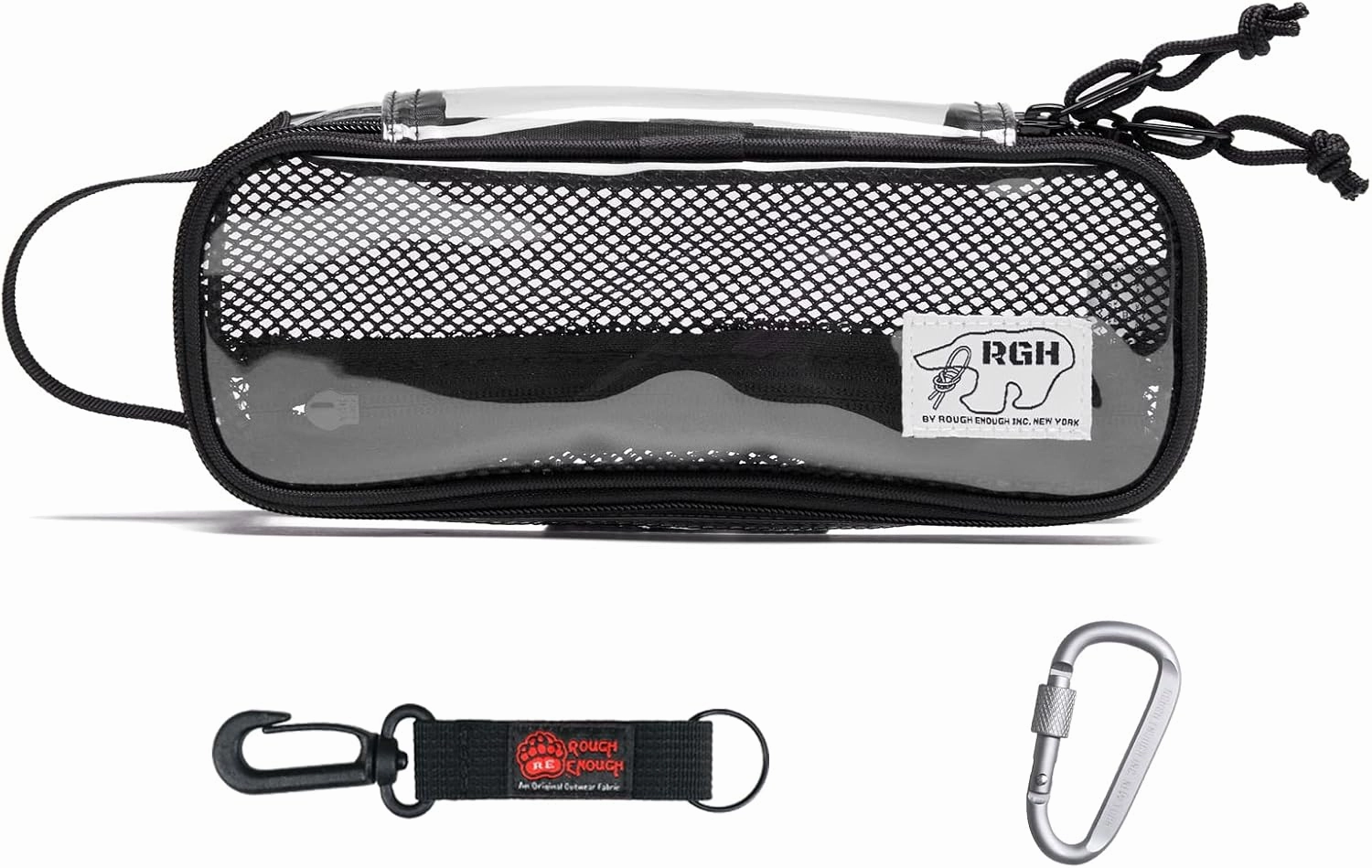 Rough Enough Clear Pencil Pouch Case Bag for Preppy Boys Girls Adults School Office Stationary Art Supplies Travel