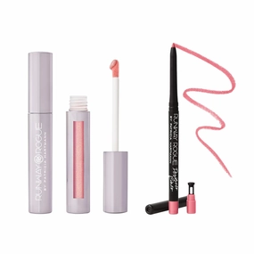 Runway Rogue Pearl Glam Liquid Lipstick   Liner Kit, Long-Wear Gold and Rose Shimmer Liquid Lipstick, 'Go See', Designer Liner Matte Blush Pink Lip Liner, 'It's a Wrap'