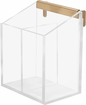 russell hazel Acrylic Wall Pencil Bloc, Clear with Gold-Tone Hardware, 4.175” x 3.5” x 5.125”