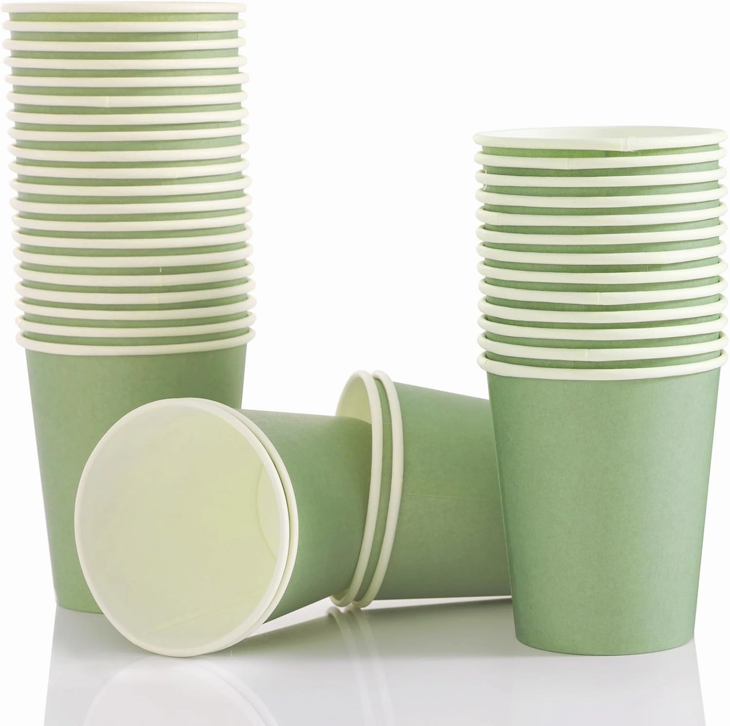 Sage Green Paper Plates, Plates and Napkins Party Supplies 200 Pcs, Greenery Bridal Shower baby decorations Birthday Serves 50, Medium