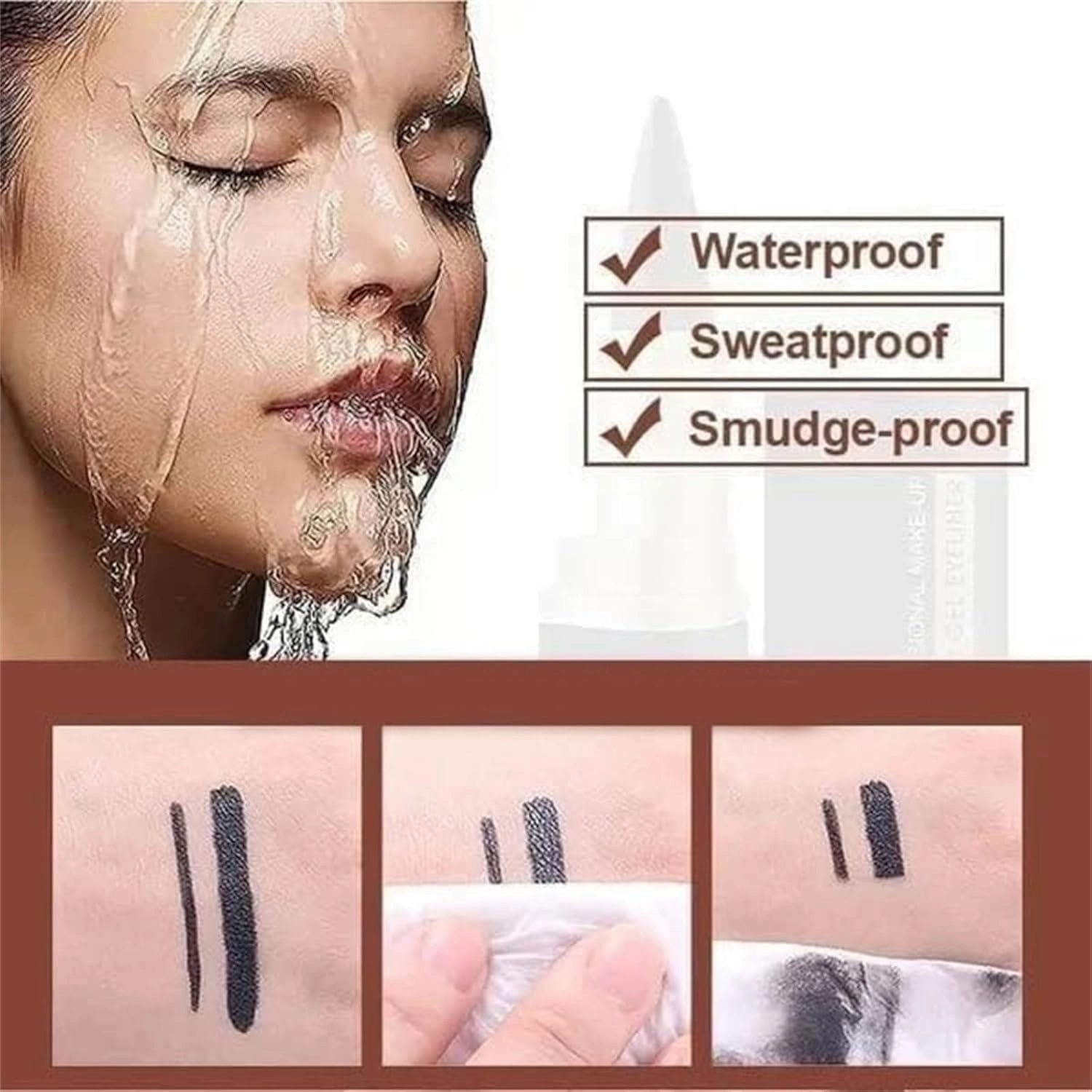 Sayceil Eyeliner, Matte Quick Dry Eyeliner, Ayky Natural Black Eyeliner Cream, Long Wear Gel Eyeliner, Waterproof Long Wear Eyeliner Pencil, Eyeliner for Mature Women (03 04)