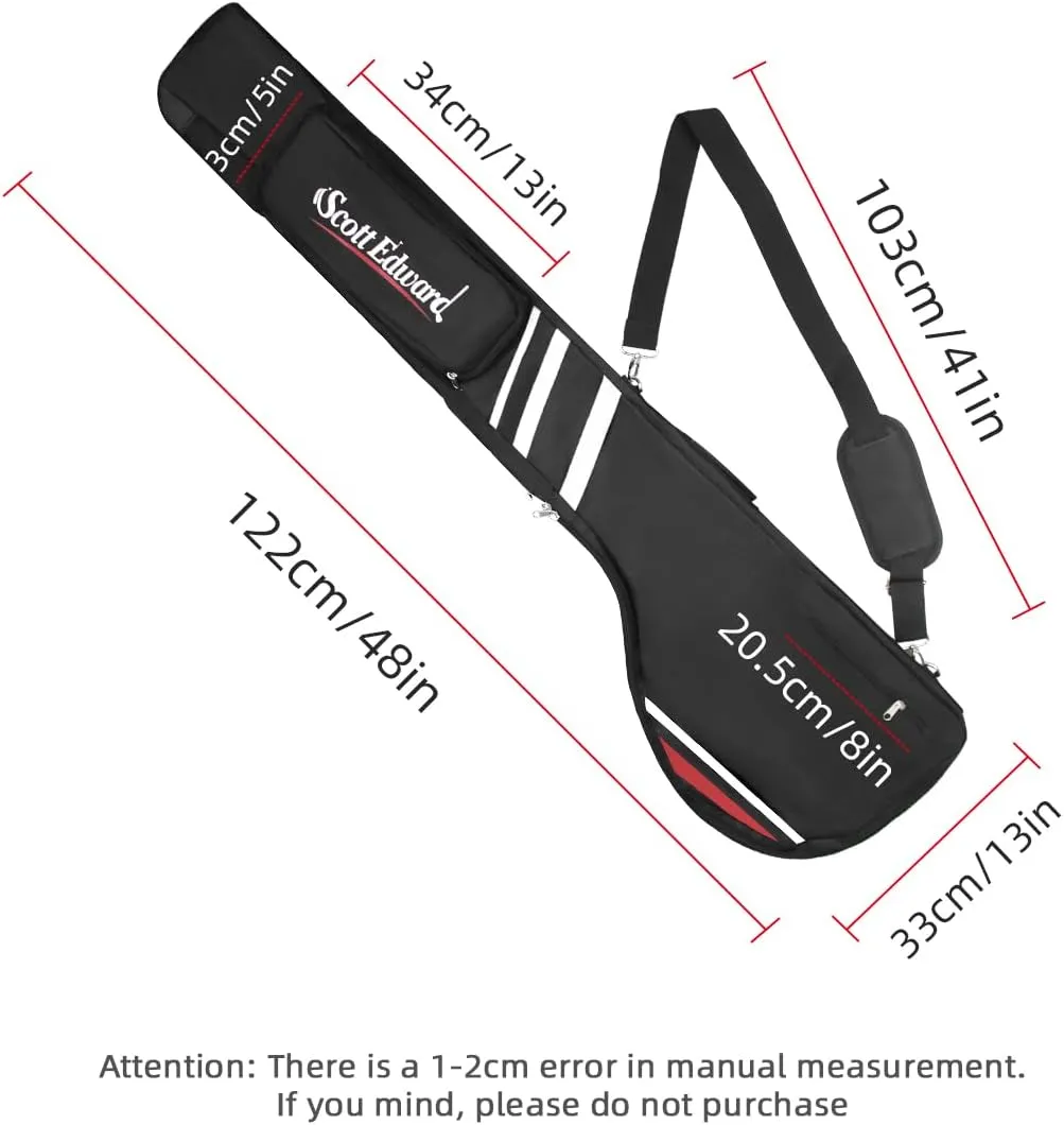 Scott Edward Foldable Golf Club Carry Bag, Portable Sunday Pencil Bag, Lightweight Waterproof Training Case, Holds 7-12 Clubs