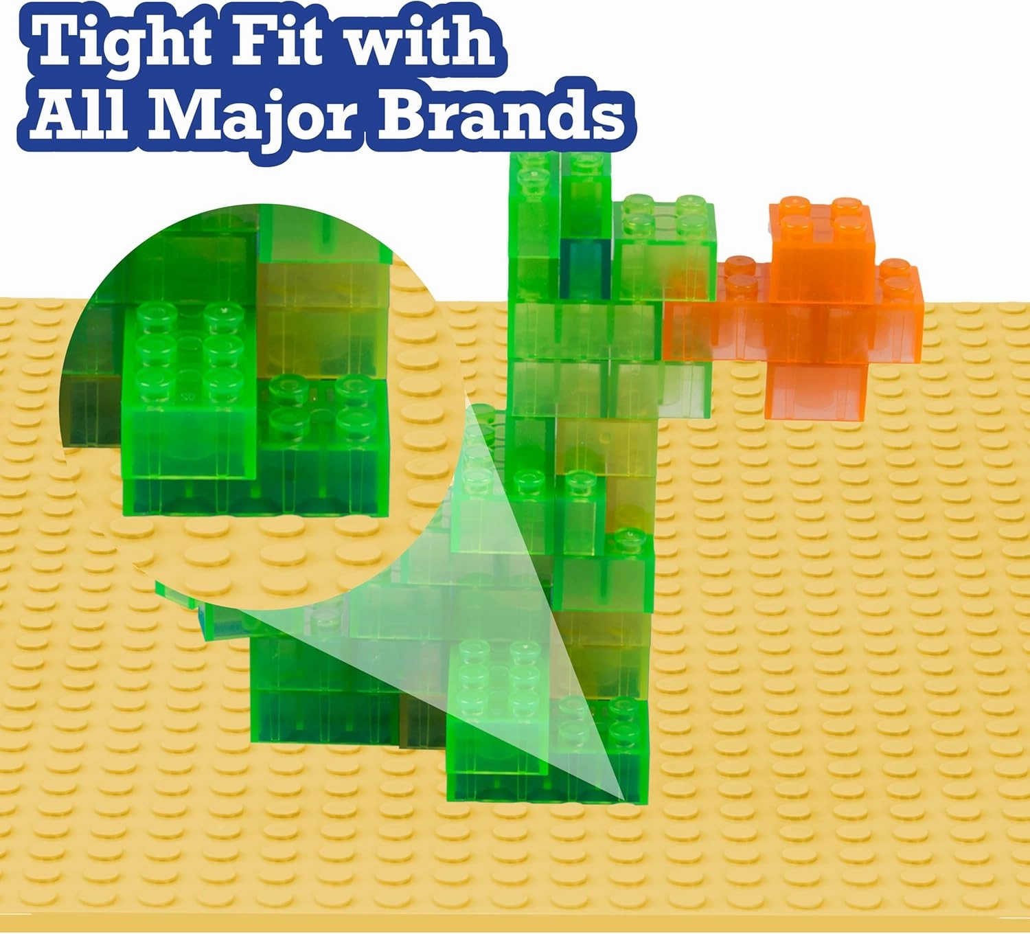 SCS Direct Brick Building Base Plates - Large 10"x10" Sand Baseplates (4pcs) - Dual Connectivity Connects Blocks on Both Top & Bottom Sides, Tight Fit w All Brand, Great for Kids Play Table, Gift