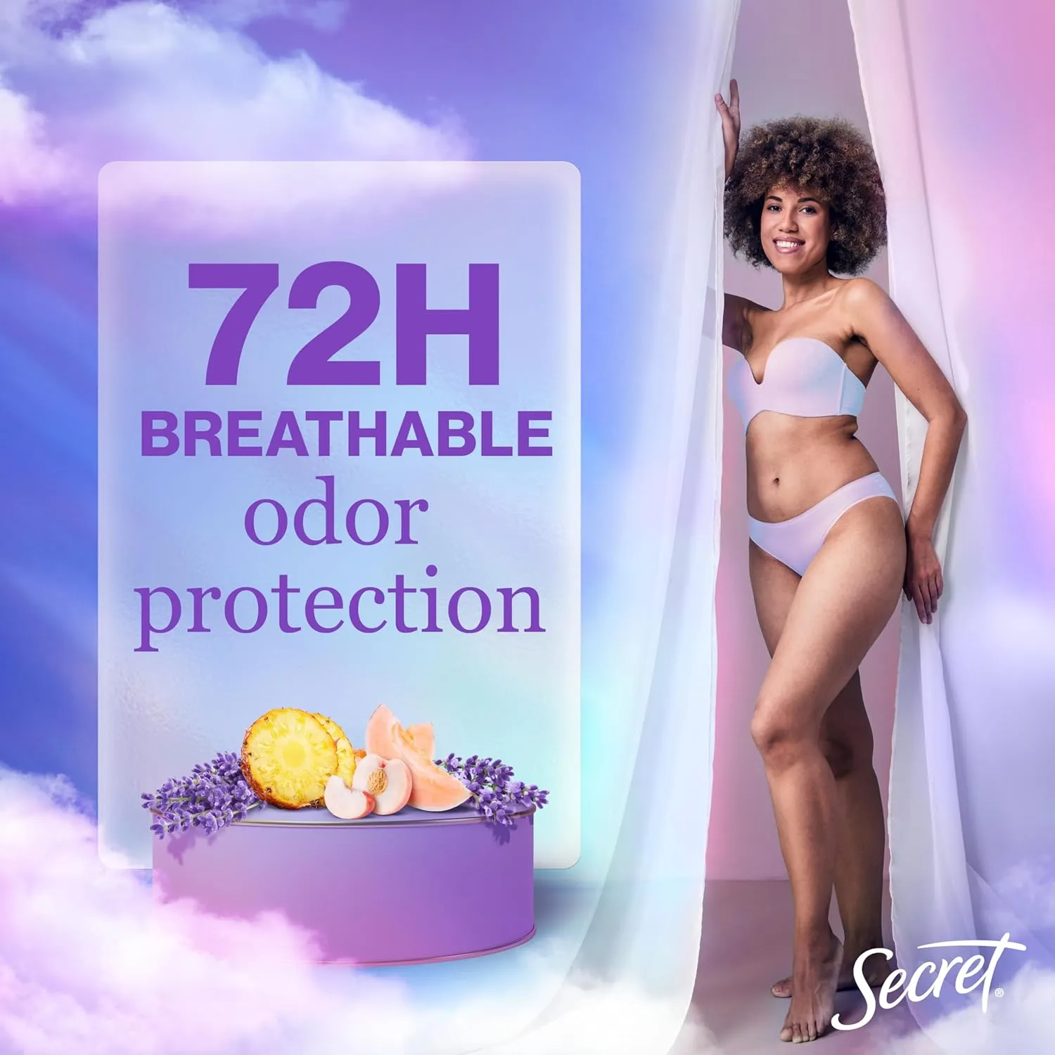 Secret Fresh Antiperspirant Deodorant for Women, 72hr Breathable Sweat & Odor Protection, Instant Freshness & Gentle, PH Balancing Mineral, Invisible Solid, Relaxing Lavender Scent, 2.6 oz (Pack of 3)