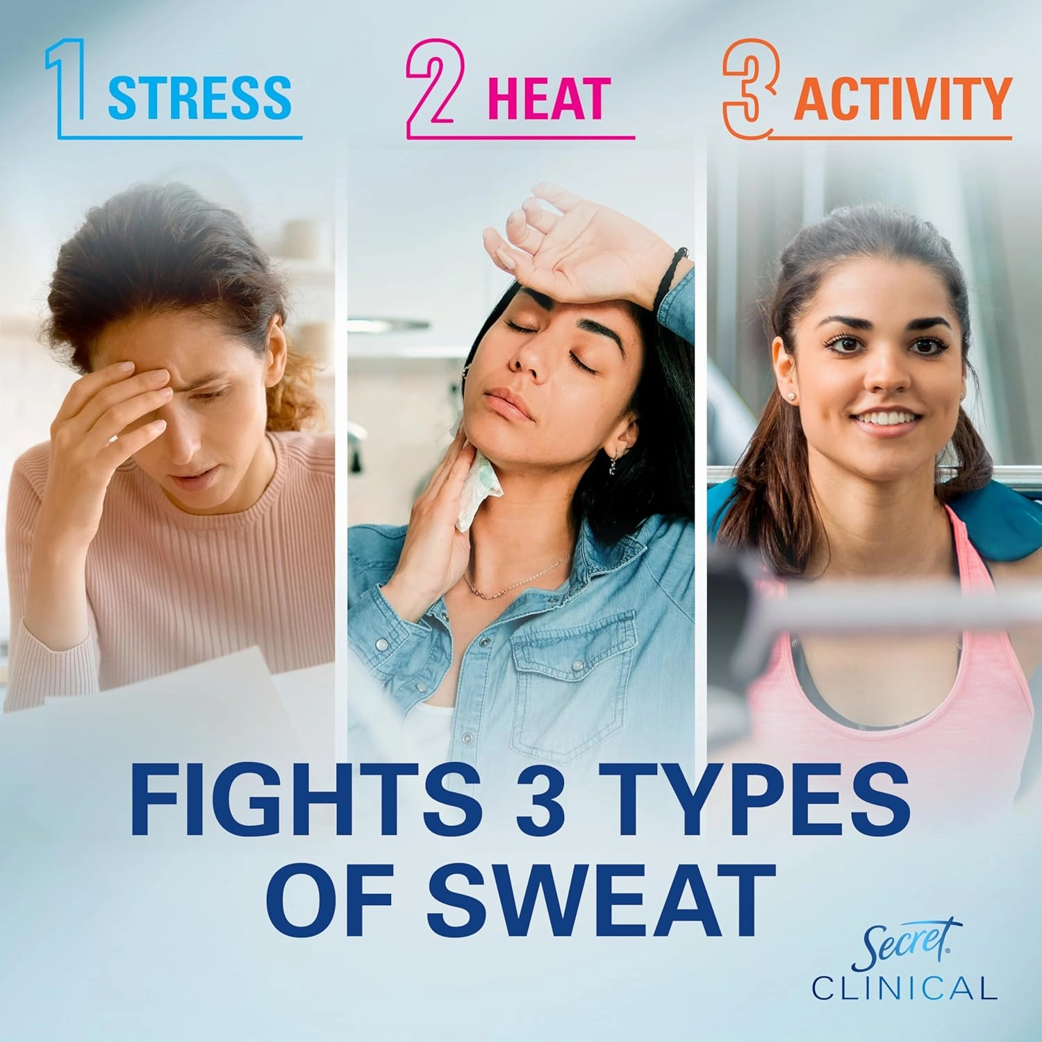 Secret Clinical Strength Antiperspirant Deodorant for Women, Stress Response, 3X Stress Protection, 72hr Sweat & Odor Protection, PH Balancing Minerals, Soft Solid, 1.6 oz (Pack of 3)