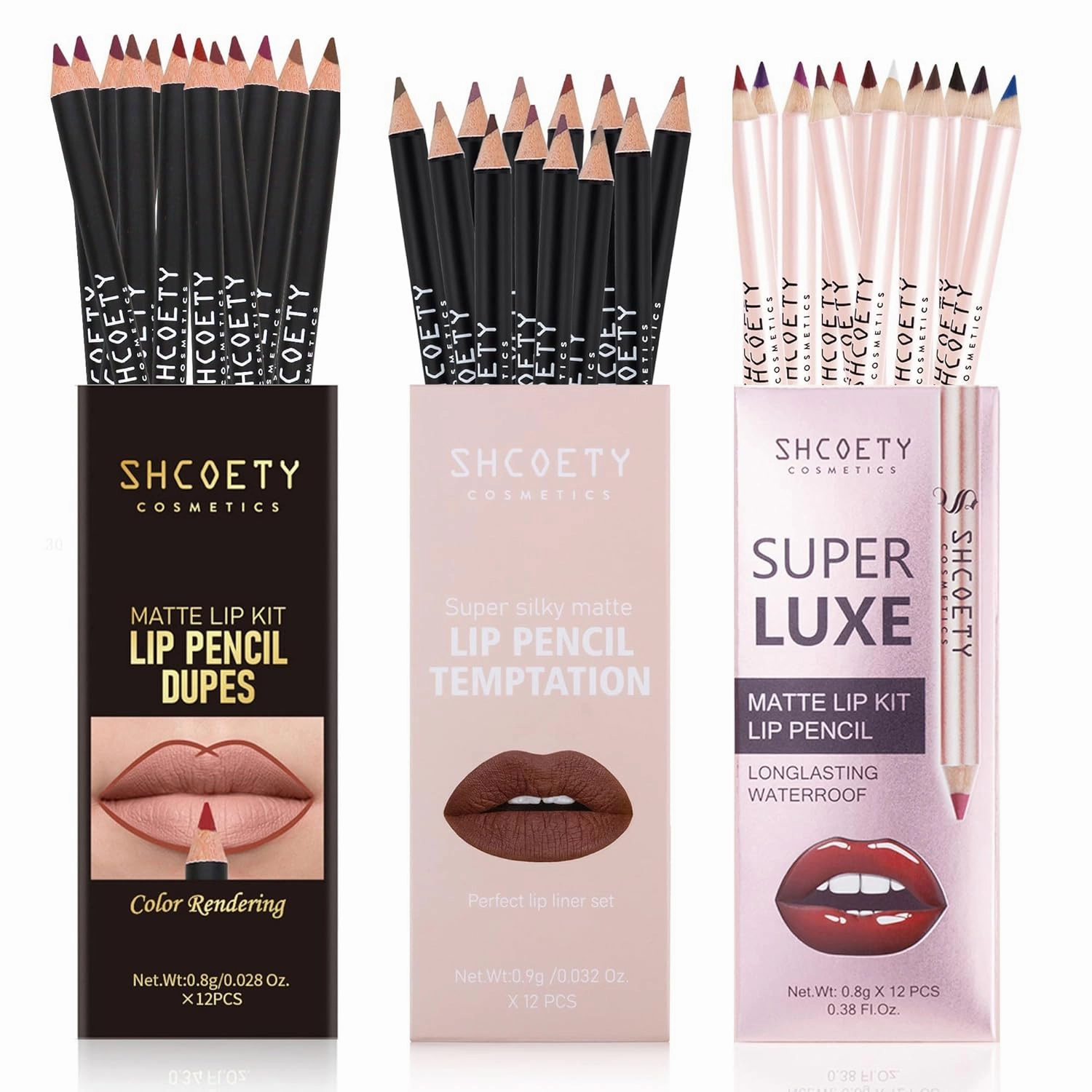 SHCOETY Matte Lip Liner Set, 36 Pieces Waterproof Lip Pencils,Assorted Colors