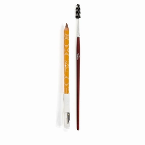 Shobha Brow Beauty Duo – Brow Pencil and Brow Brush – Water Resistant Eyebrow Makeup for Buildable Long-Lasting Color – Sharpener in Pencil Lid - Paraben and Fragrance Free, Earth (for Brunettes)