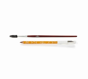 Shobha Brow Beauty Duo – Brow Pencil and Brow Brush – Water Resistant Eyebrow Makeup for Buildable Long-Lasting Color – Sharpener in Pencil Lid - Paraben and Fragrance Free, Sand (for Blondes)