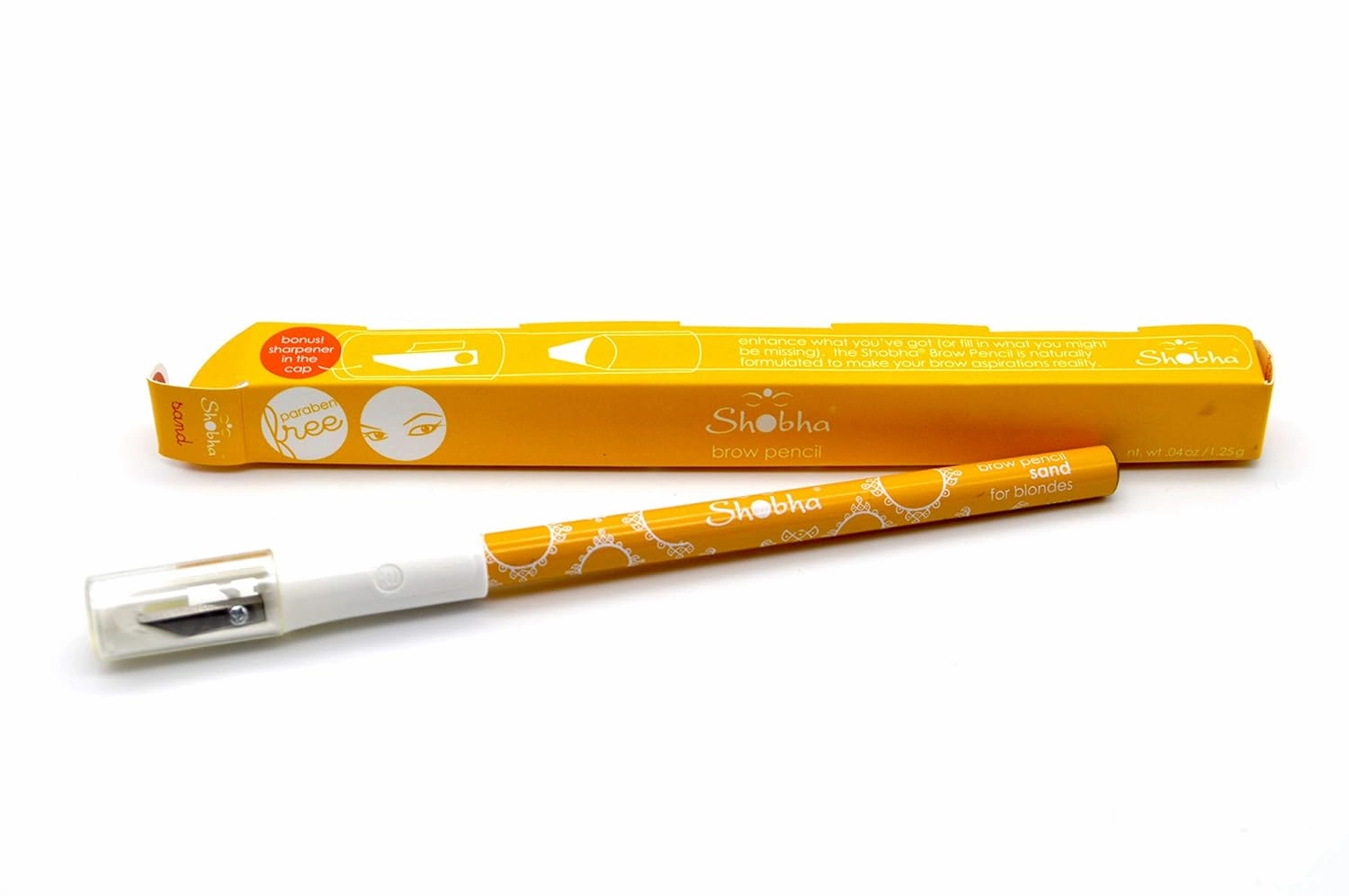 Shobha Brow Beauty Pencil – Water Resistant Eyebrow Makeup for Buildable Long-Lasting Color – Sharpener in Pencil Lid - Paraben and Fragrance Free, Sand (for Blondes)