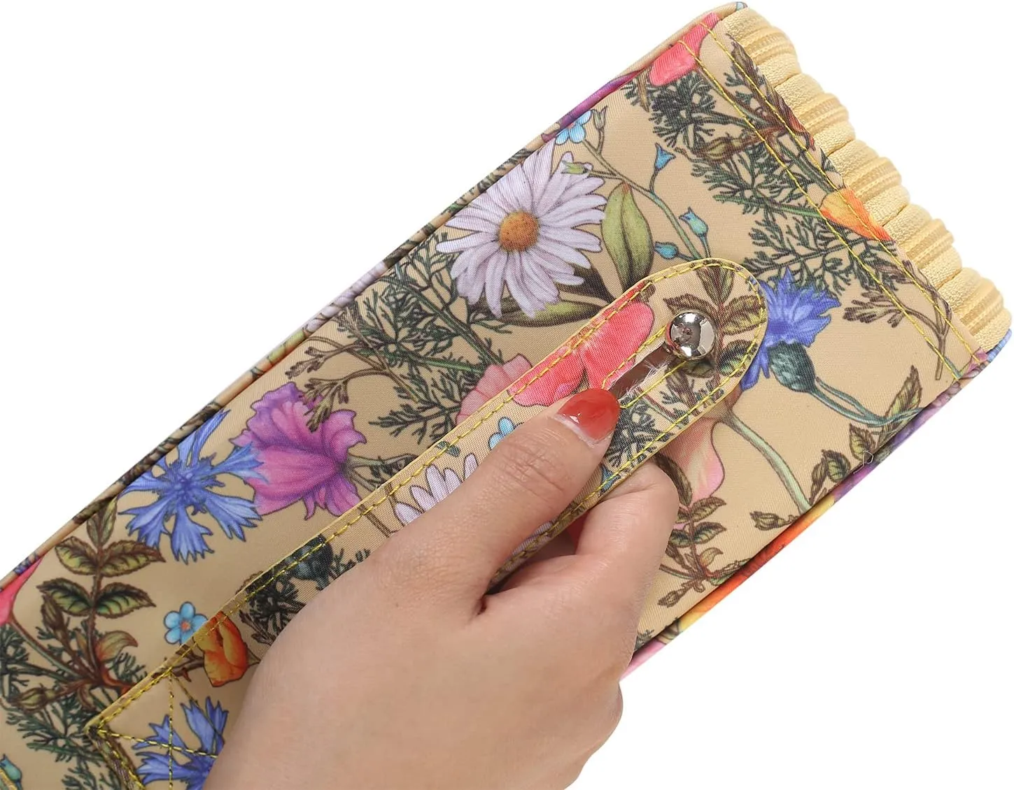 Shulaner 250 Slots Colored Pencil Case Organizer with Zipper Large Capacity Pen Holder Bag for Artist Yellow Flower