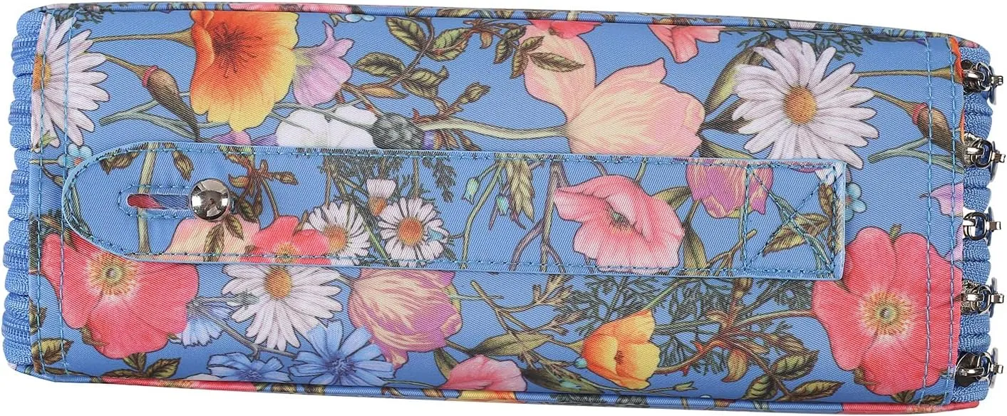 Shulaner 250 Slots Colored Pencil Case Organizer with Zipper Large Capacity Pen Holder Bag for Painter or Artist Blue Flower