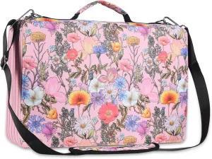 Shulaner 500 Slots Colored Pencil Case Organizer with Zipper Large Capacity Flower Pen Holder Bag for Painter or Artist (Pink, Small Slots)