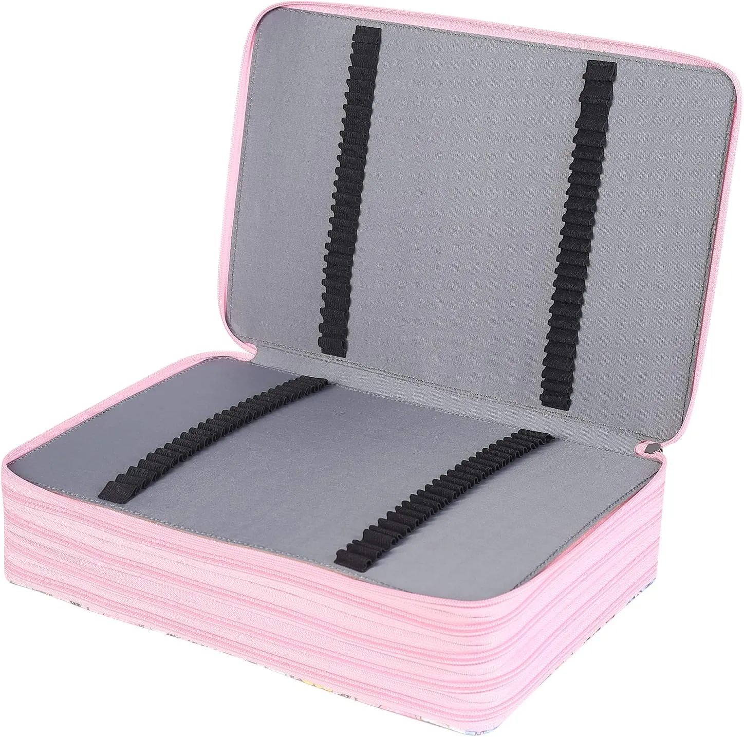 Shulaner 500 Slots Colored Pencil Case Organizer with Zipper Large Capacity Flower Pen Holder Bag for Painter or Artist (Pink, Small Slots)