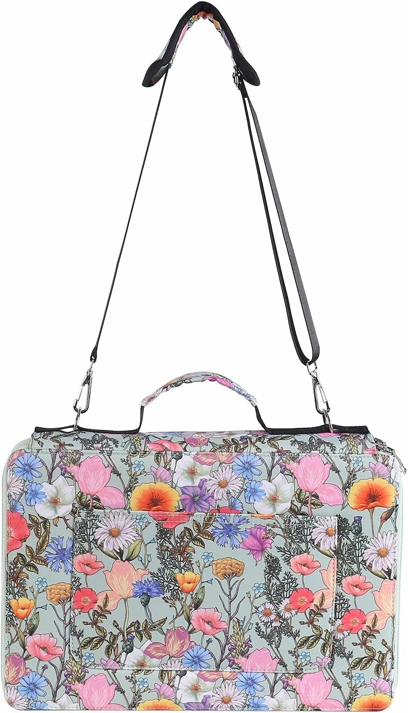 Shulaner 500 Slots Colored Pencil Case Organizer with Zipper Large Capacity Flower Pen Holder Bag for Painter or Artist (Green, Small Slots)