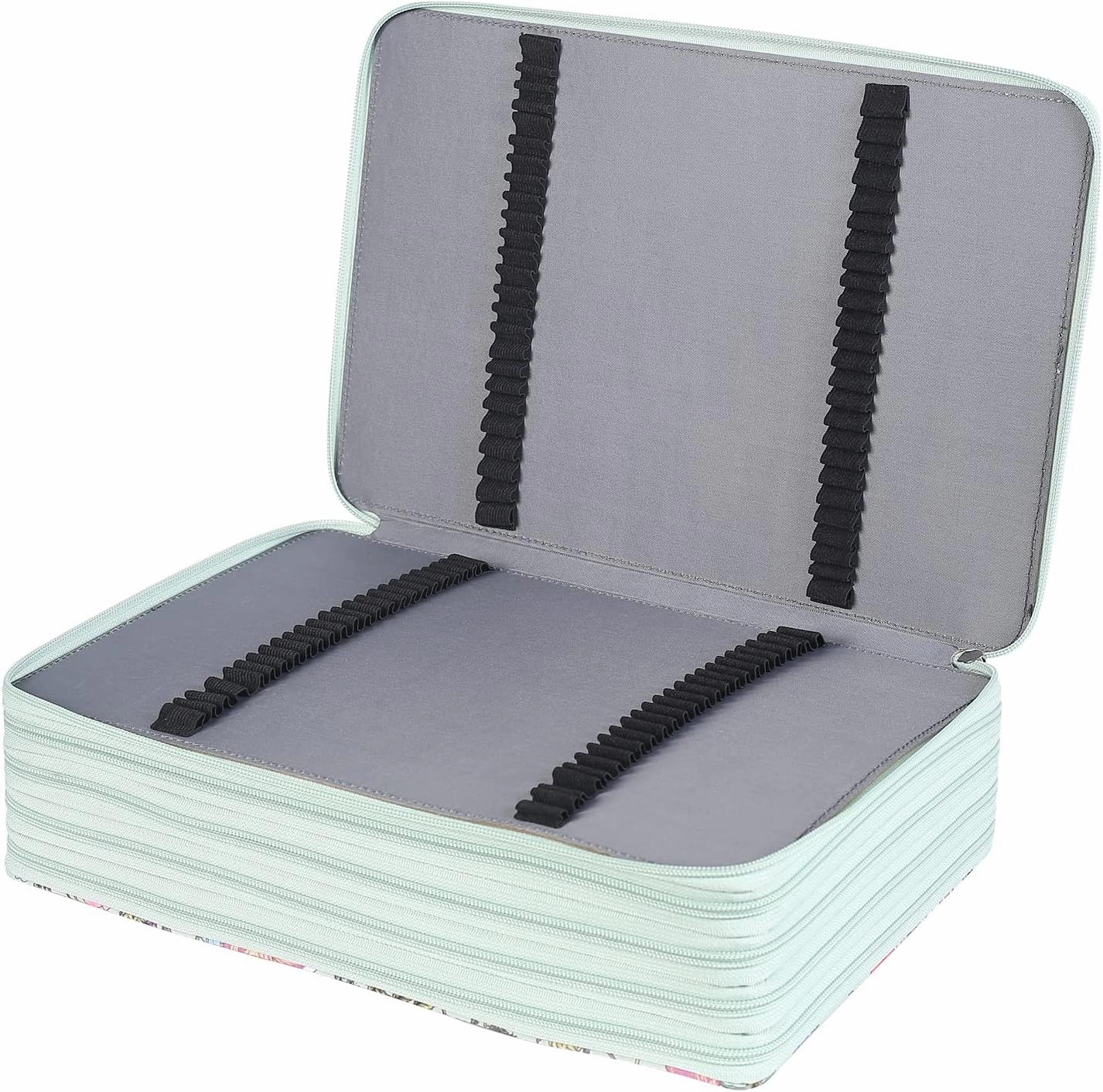 Shulaner 500 Slots Colored Pencil Case Organizer with Zipper Large Capacity Flower Pen Holder Bag for Painter or Artist (Green, Small Slots)