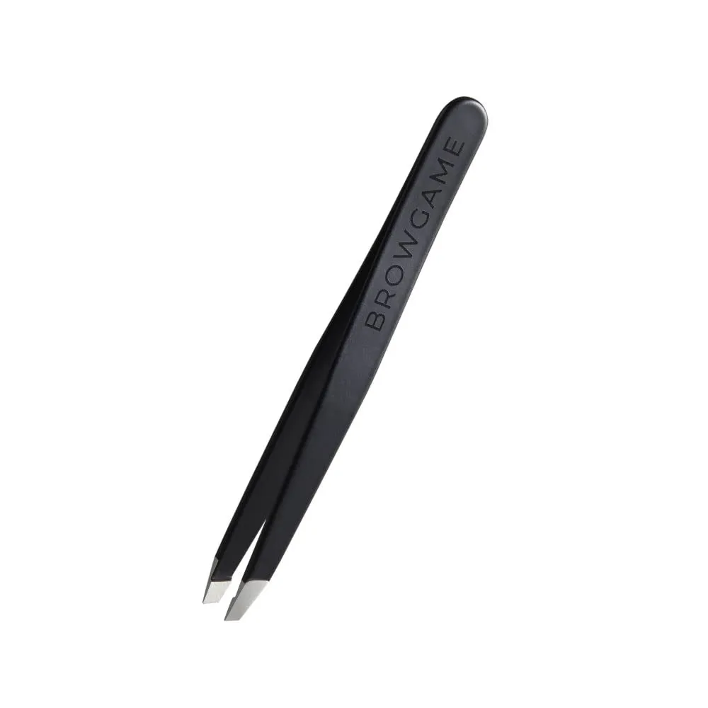 Signature Slanted Tweezer - Expertly Designed Brow Grooming Tool - Easy Grip Handle For Precise Hair Removal - Extra Sharp Plucking Tool For Easy, Painless Hair Removal - Blackout - 1 Pc