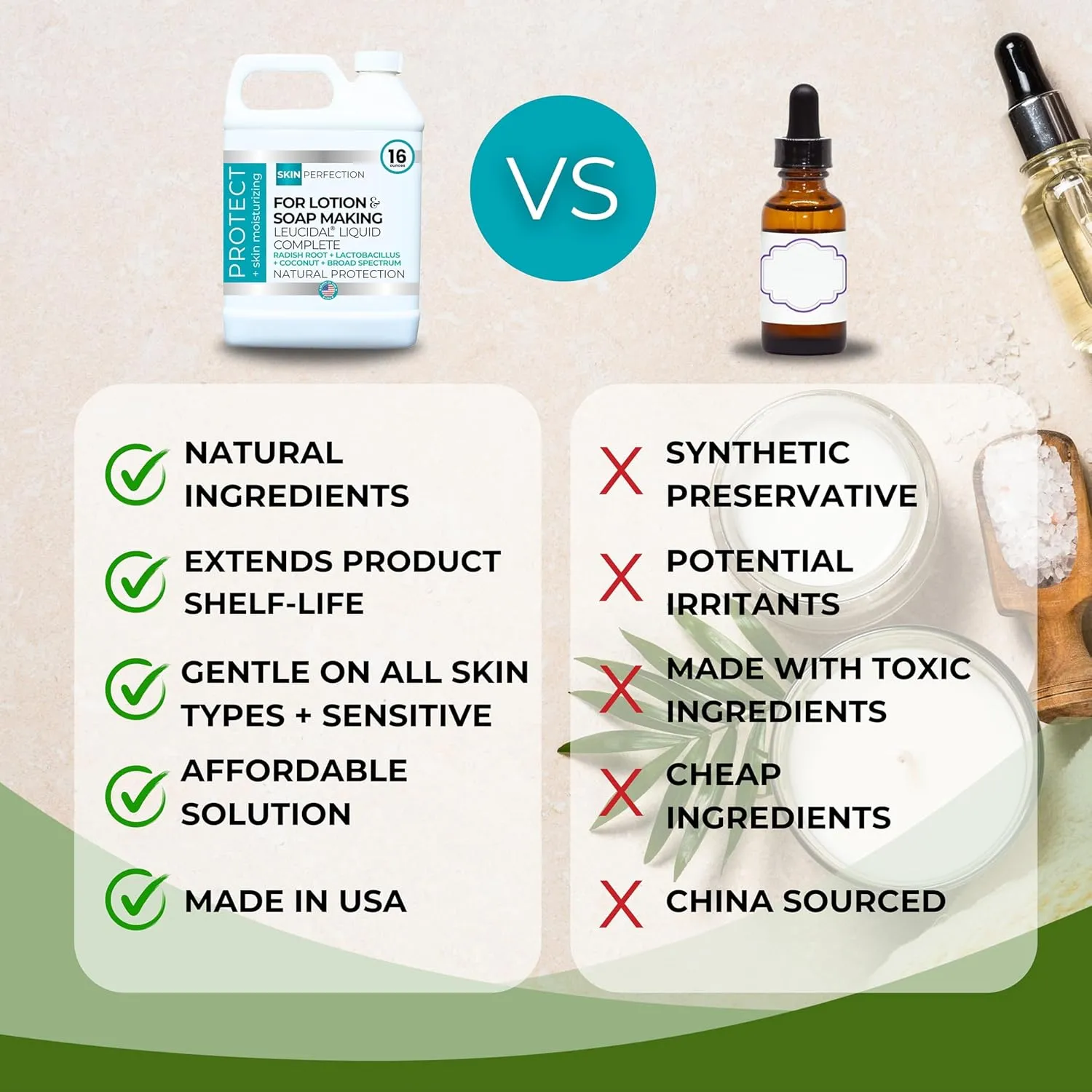 Skin Perfection Leucidal Complete Protection Moisturizing Water-based DIY Beauty Synthetic Preservative Alternative Radish Root Liquid   AMTicide Coconut Lactic Acid Lotion Making Supplies
