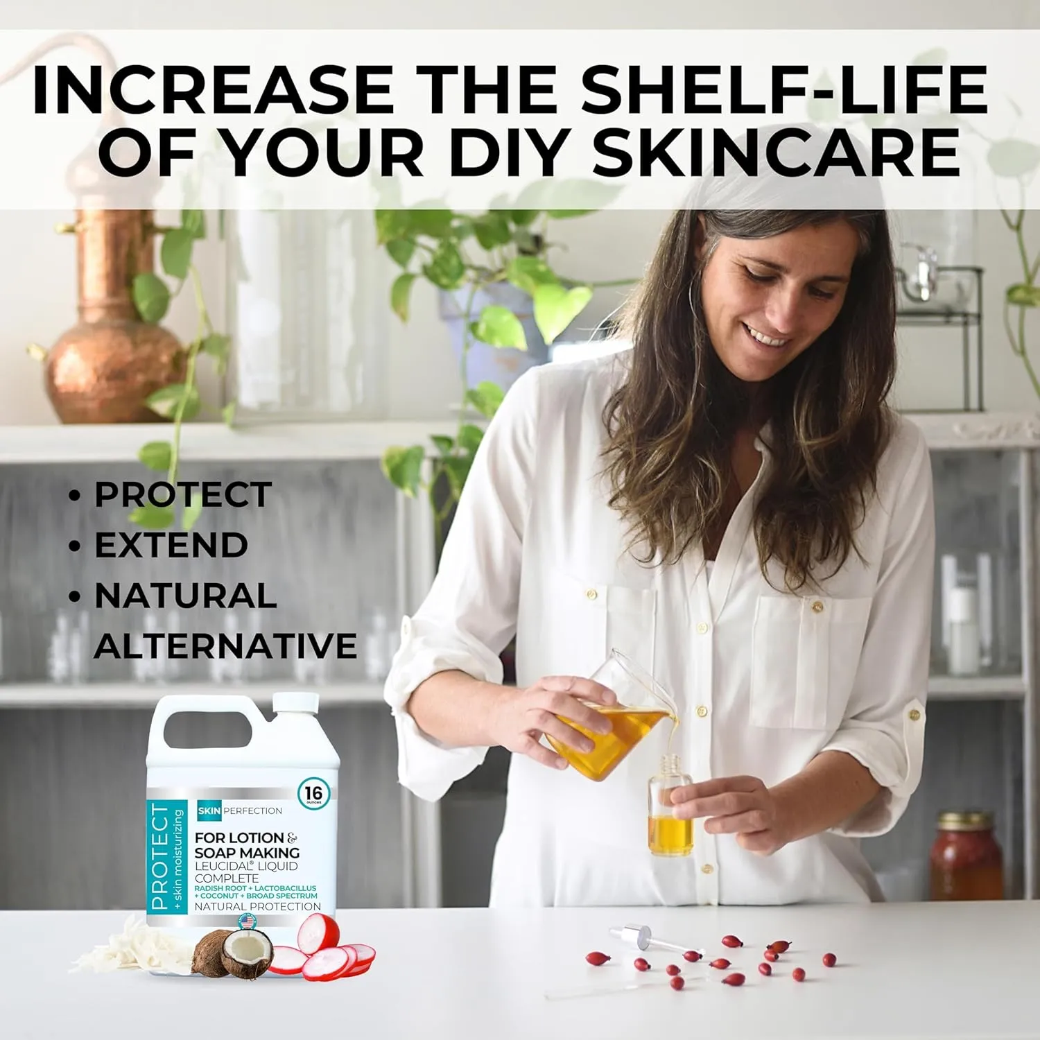 Skin Perfection Leucidal Complete Protection Moisturizing Water-based DIY Beauty Synthetic Preservative Alternative Radish Root Liquid   AMTicide Coconut Lactic Acid Lotion Making Supplies