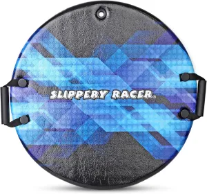 Slippery Racer Downhill Zeus Adults and Kids Foam Saucer Disc 1 Rider Snow Sled Toboggan with Handles, Midnight Hologram