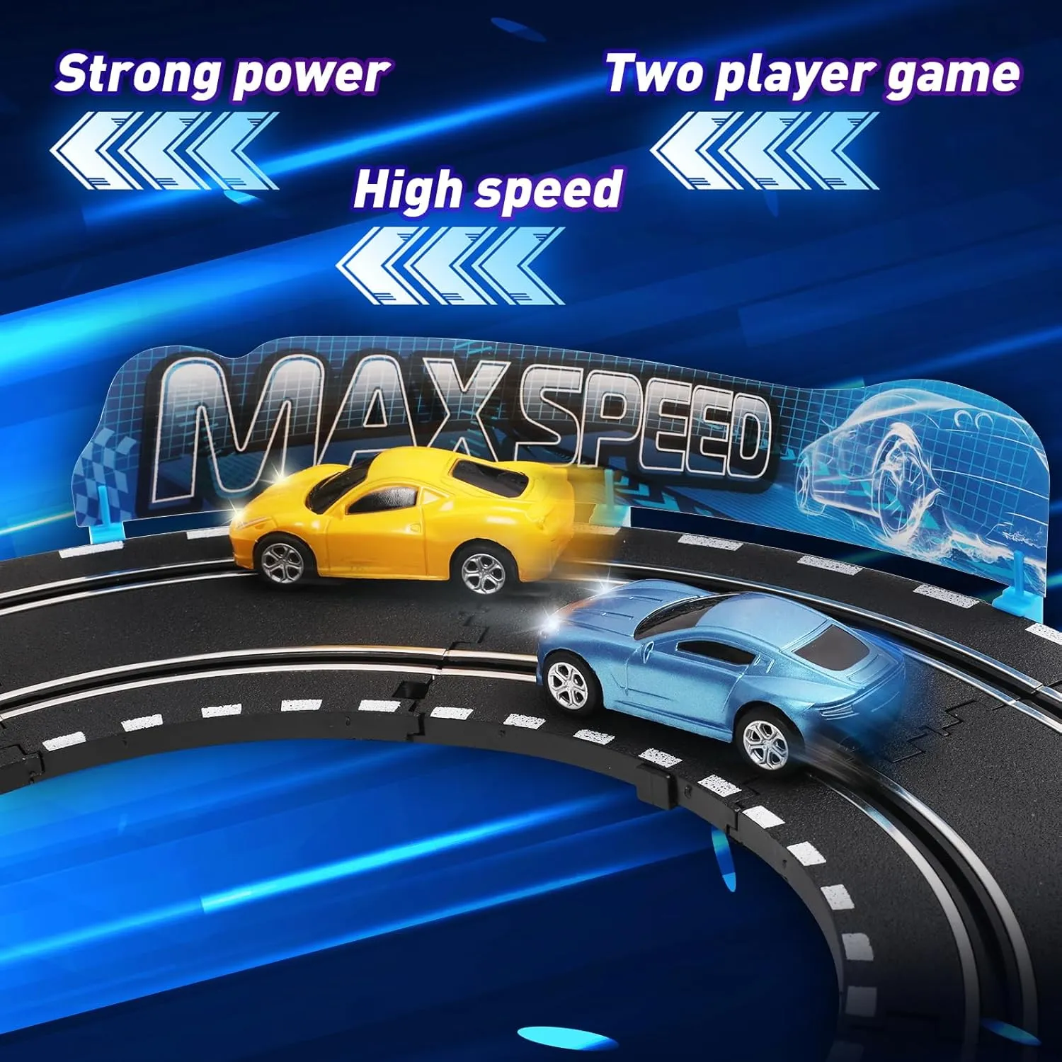 Slot Car Race Track Sets Kid's Toys, 22 FT Dual Racing Game Overpass Race Car Track, Two Players Game Suitable Gift for Children Christmas Birthday Gifts