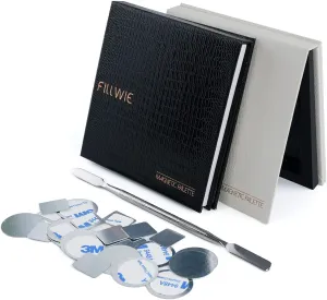 Small Empty Magnetic Makeup Palette with Mirror, 2Pack Palettes, Long Spatula, 20 Metal Stickers, Suitable for Eyeshadow Lipstick Blush Powder Highlighter and Contour (Black and White, Small)
