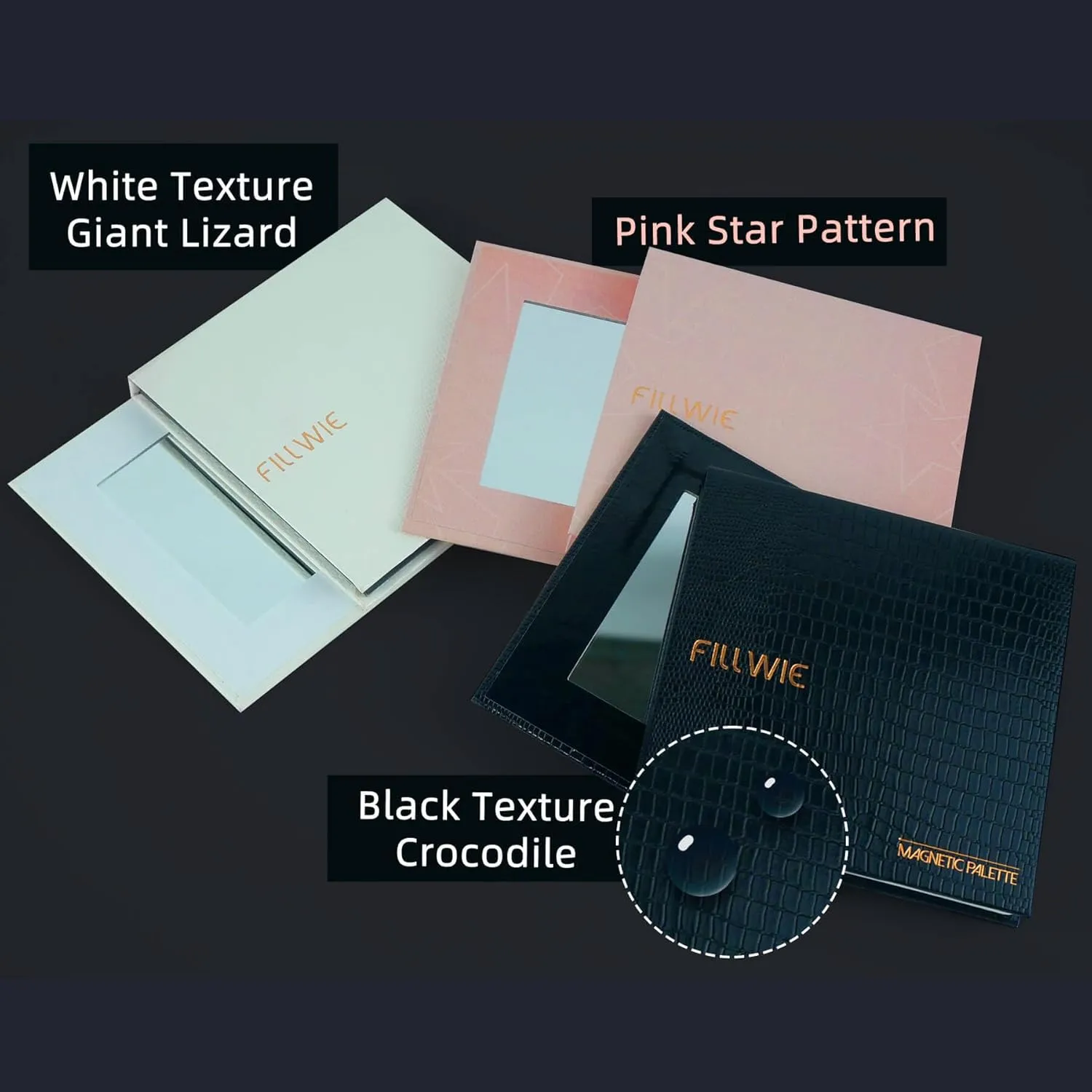 Small Empty Magnetic Makeup Palette with Mirror, 2Pack Palettes, Long Spatula, 20 Metal Stickers, Suitable for Eyeshadow Lipstick Blush Powder Highlighter and Contour (Black and White, Small)