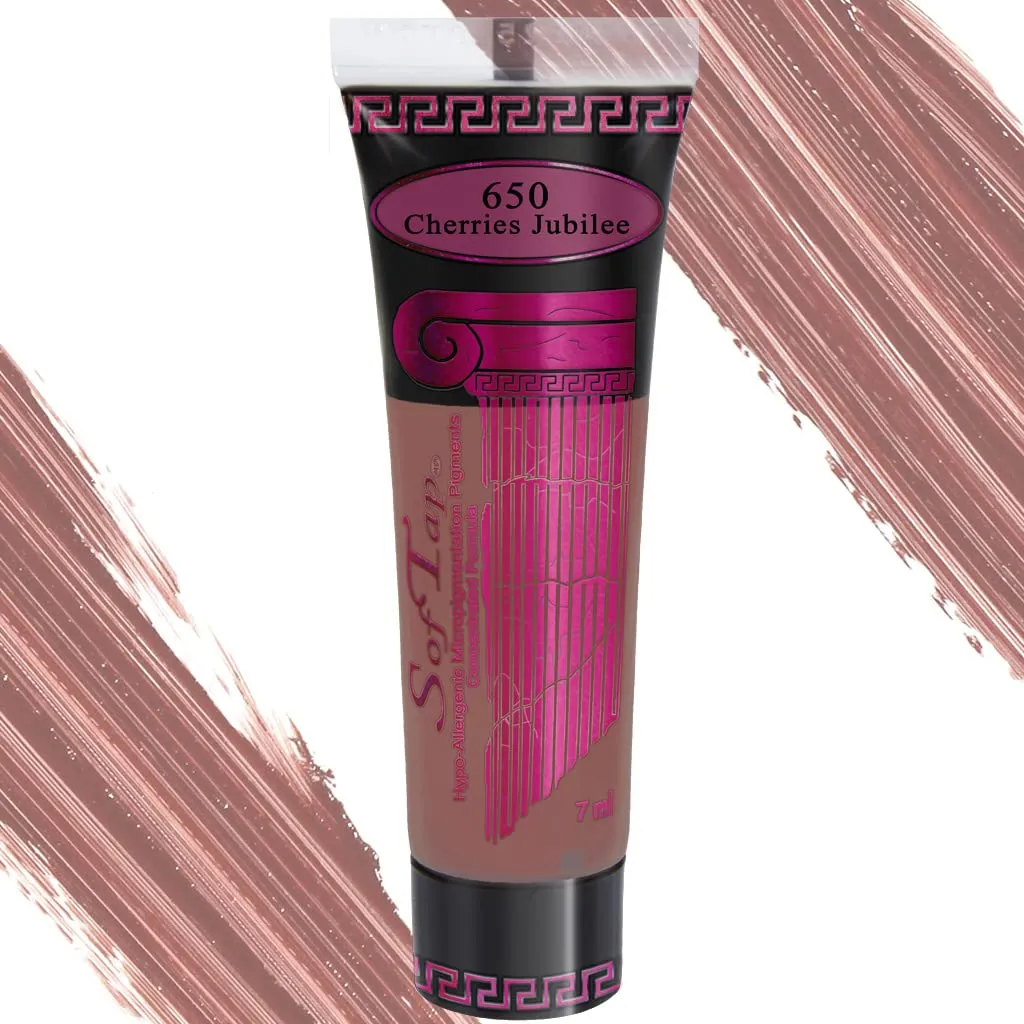 SofTap Permanent Makeup Cherries Jubilee PMU Lips, Lipstick, lip blush, feather, liner, full, gloss look, kissable, soft, lush, medium, thick, thin, nude, volumizing, imposter (Cherries Jubilee)