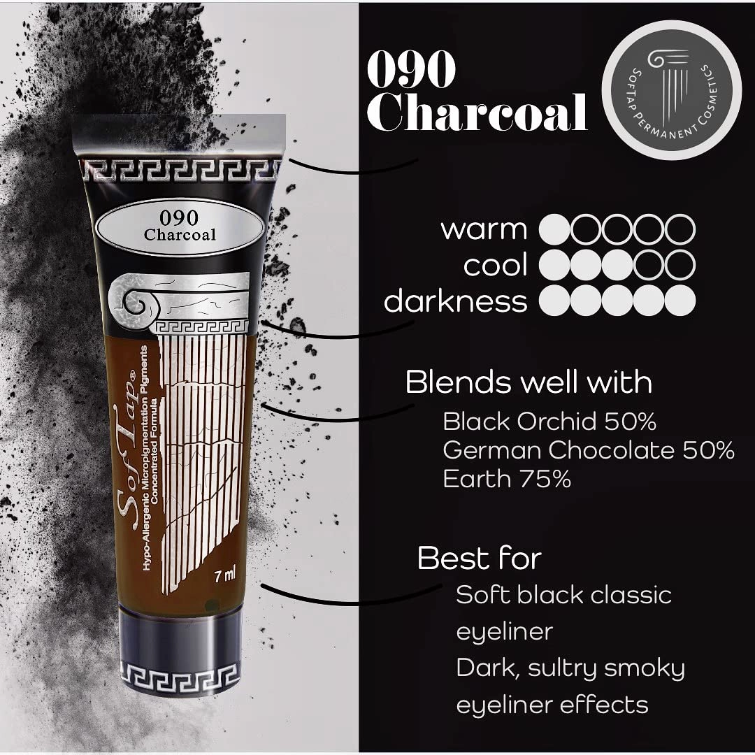 SofTap Permanent Makeup Charcoal PMU eyeliner, eyes, lash enhancement, smokey, soft, solid, cat eye, winged eyeliner, bold, special FX effects (Charcoal)
