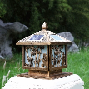 Solar column head lamp, outdoor waterproof garden lamp, outdoor column head lamp, decorative column, lawn backyard column lamp, household gate post, wall lamp, garden villa outdoor door lamp