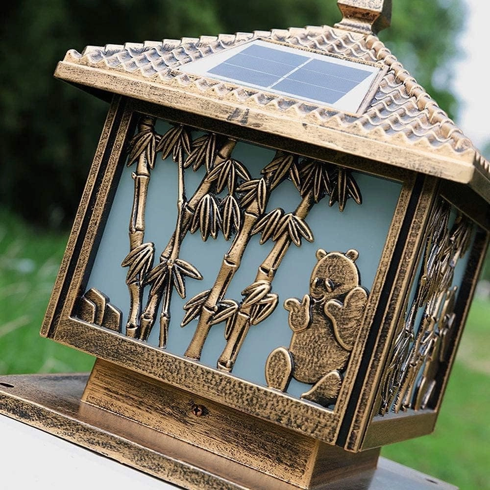 Solar column head lamp, outdoor waterproof garden lamp, outdoor column head lamp, decorative column, lawn backyard column lamp, household gate post, wall lamp, garden villa outdoor door lamp