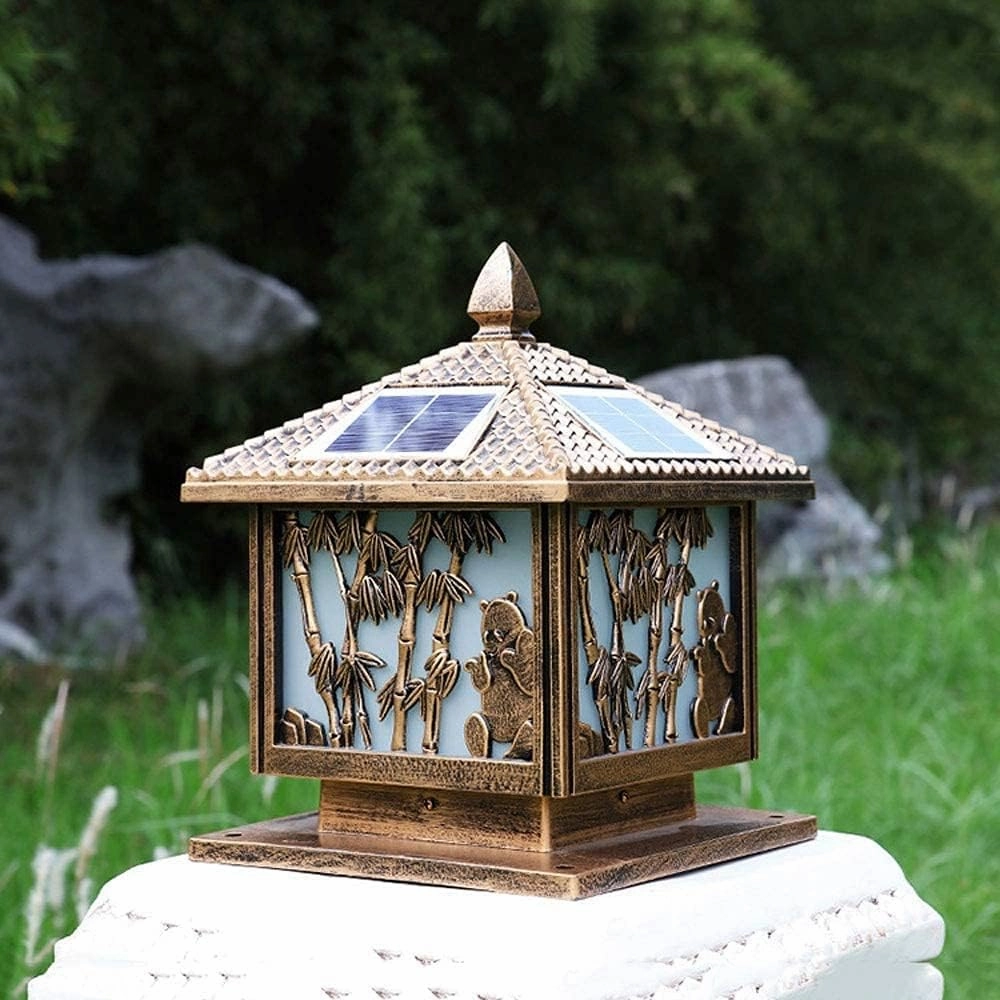 Solar column head lamp, outdoor waterproof garden lamp, outdoor column head lamp, decorative column, lawn backyard column lamp, household gate post, wall lamp, garden villa outdoor door lamp