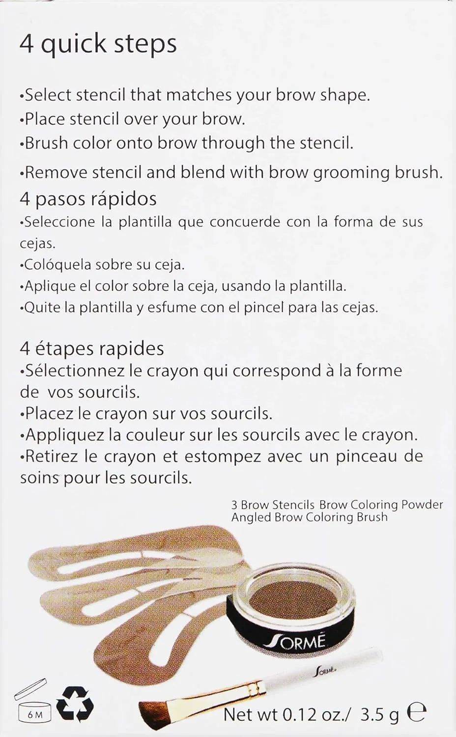 SORMÉ Smudge Proof Long Lasting Eye brow Powder for Women - Always Perfect Brows with Brush and 3 Shaping Eyebrow Stencils (Fine, Medium, Full) - Finest Color Pigment Eyebrow Filler - Dark Smoke