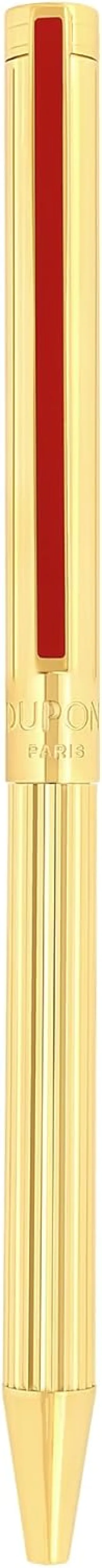 S.T. Dupont Classique Ballpoint Pen, Gold and Red Lacquer, Premium Writing Instrument, 045078N