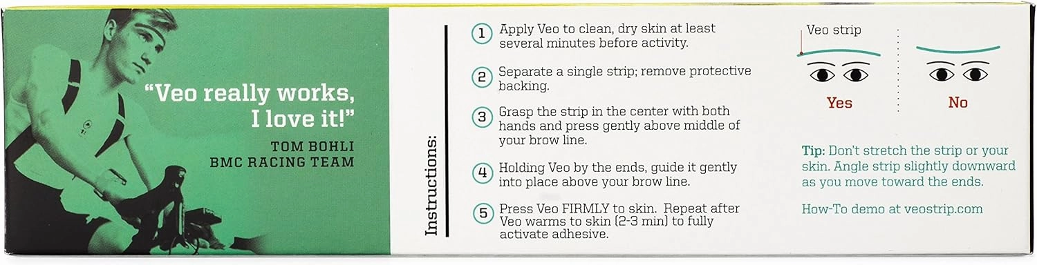 Strip | Sweat-Diverting, Adhesive Strips That Channel Sweat Away from Your Eyes and Glasses | Non-Absorbent for Unlimited Capacity