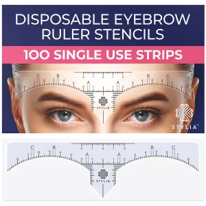 Stylia Eyebrow Stencil Kit for Women – 100 Pack, Precision Brow Mapping Tool for Shaping, Best Eyebrow Stencils for Older Women & Beginners, Strong Adhesive, Universal Fit, Reusable Brow Templates