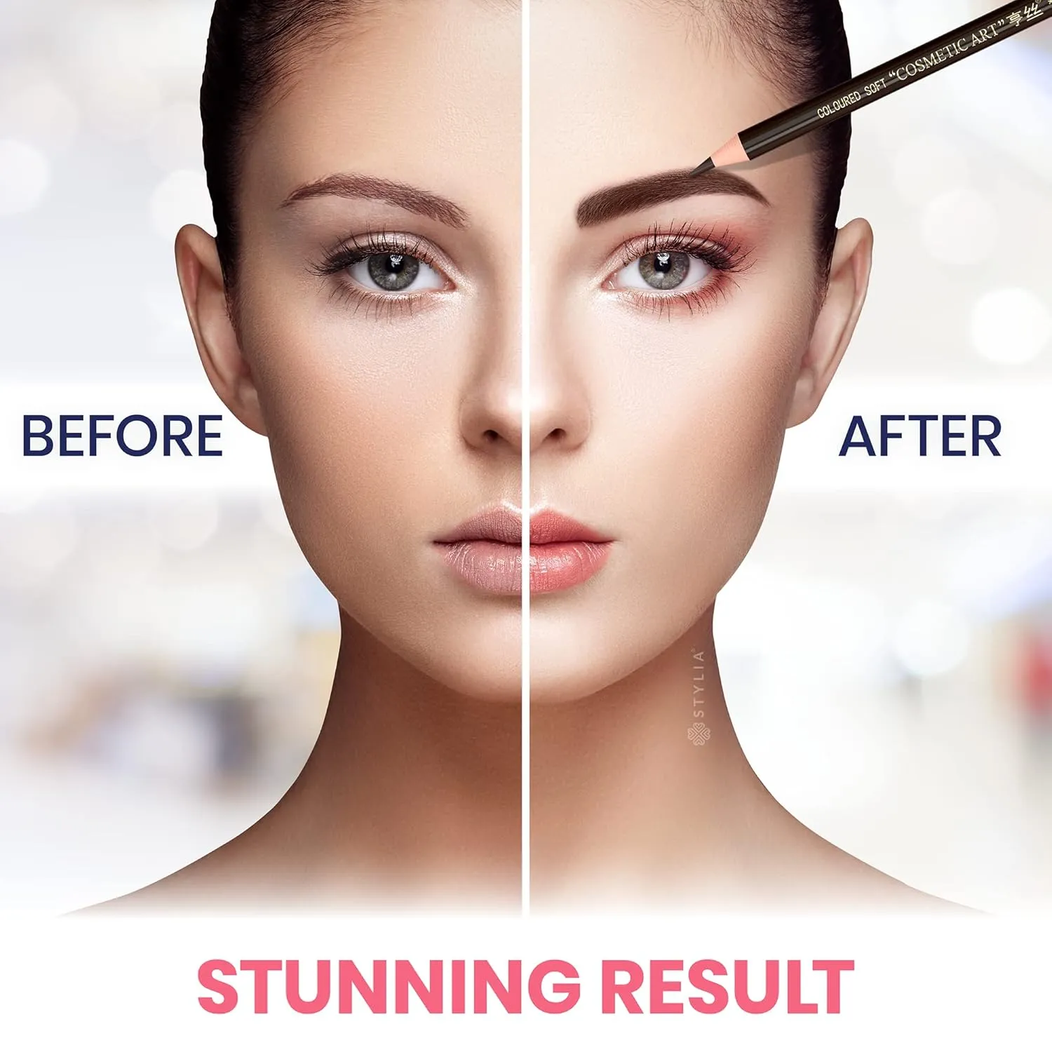 Stylia Waterproof Eyebrow Pencils For Women – Long-Lasting Microblading Supplies Brow Pencil, Perfect for Eyebrow Shaper, Filling & Defining Natural-Looking Brow - (12PC Dark Brown)