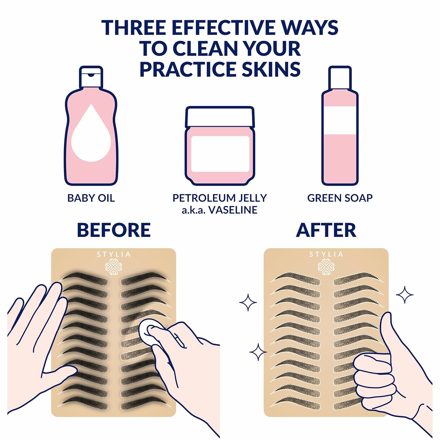 Stylia Microblading Inkless Practice Fake Silicone Skin Sheet for Eyebrow Makeup, Fake Skin for Needling, Eye Brow Tattoo Practice Kit Supplies (12Pieces- White Double Sided)