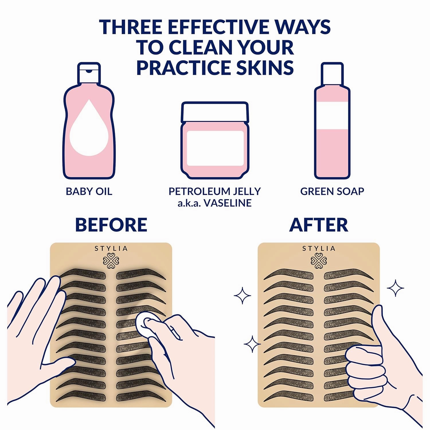 Stylia Microblading Practice Fake Skin Sheet for Eyebrow Tattoo, Fake Skin for Tattoo, Micro Blading Eye Brow Makeup, Tattoo Skin Practice Kit, Tattooing Supplies (5 Black Double Sided  1 Bonus White)