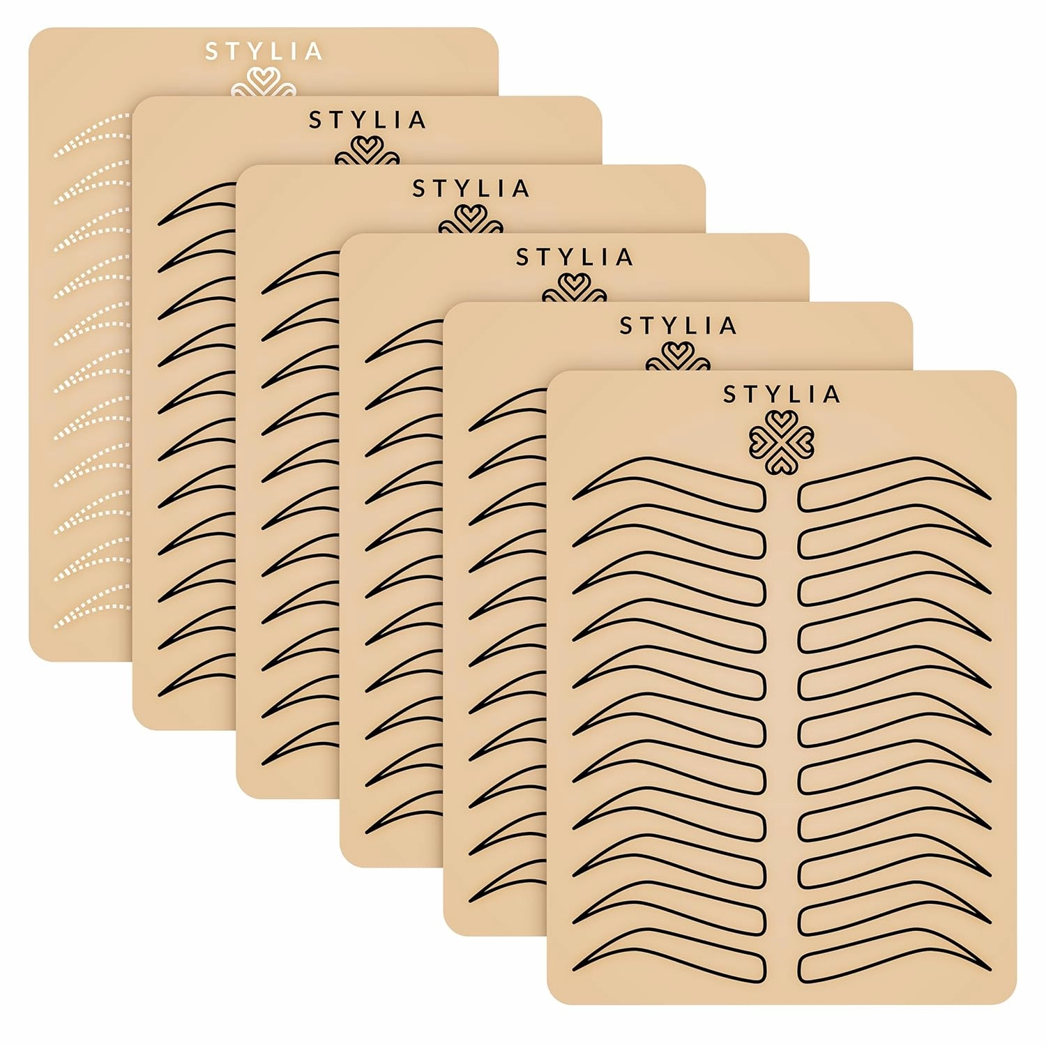 Stylia Microblading Practice Fake Skin Sheet for Eyebrow Tattoo, Fake Skin for Tattoo, Micro Blading Eye Brow Makeup, Tattoo Skin Practice Kit, Tattooing Supplies (5 Black Double Sided  1 Bonus White)
