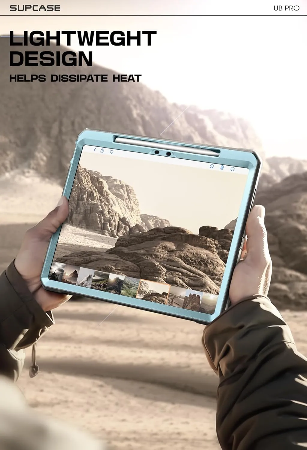 SUPCASE for iPad Air 13 Inch Case M3/M2 (2025/2024) with Pencil Holder (Unicorn Beetle Pro), [Built-in Screen Protector & Stand] [Military-Grade Protection] Rugged Cover for iPad Air 13 Inch, Arctic