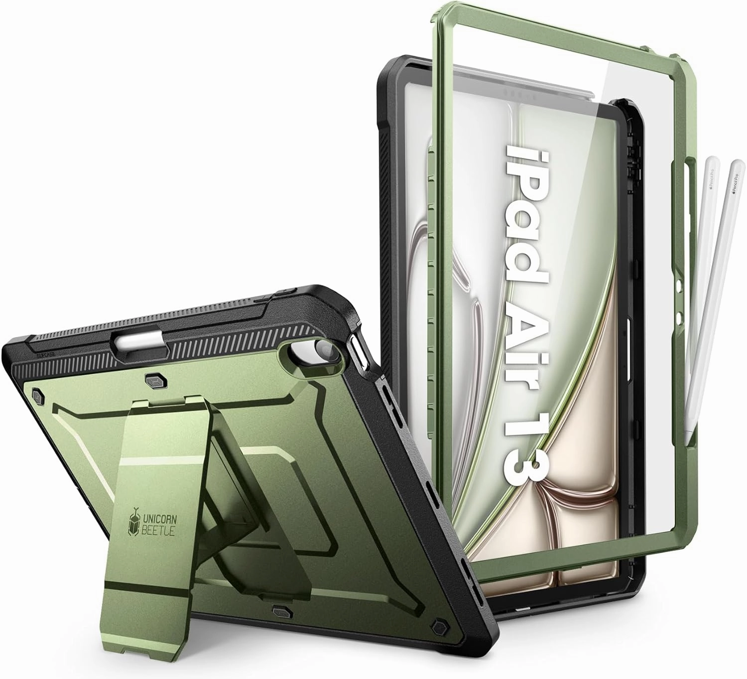 SUPCASE for iPad Air 13 Inch Case M3/M2 (2025/2024) with Pencil Holder (Unicorn Beetle Pro), [Built-in Screen Protector & Stand] [Military-Grade Protection] Rugged Cover for iPad Air 13 Inch, Guldan