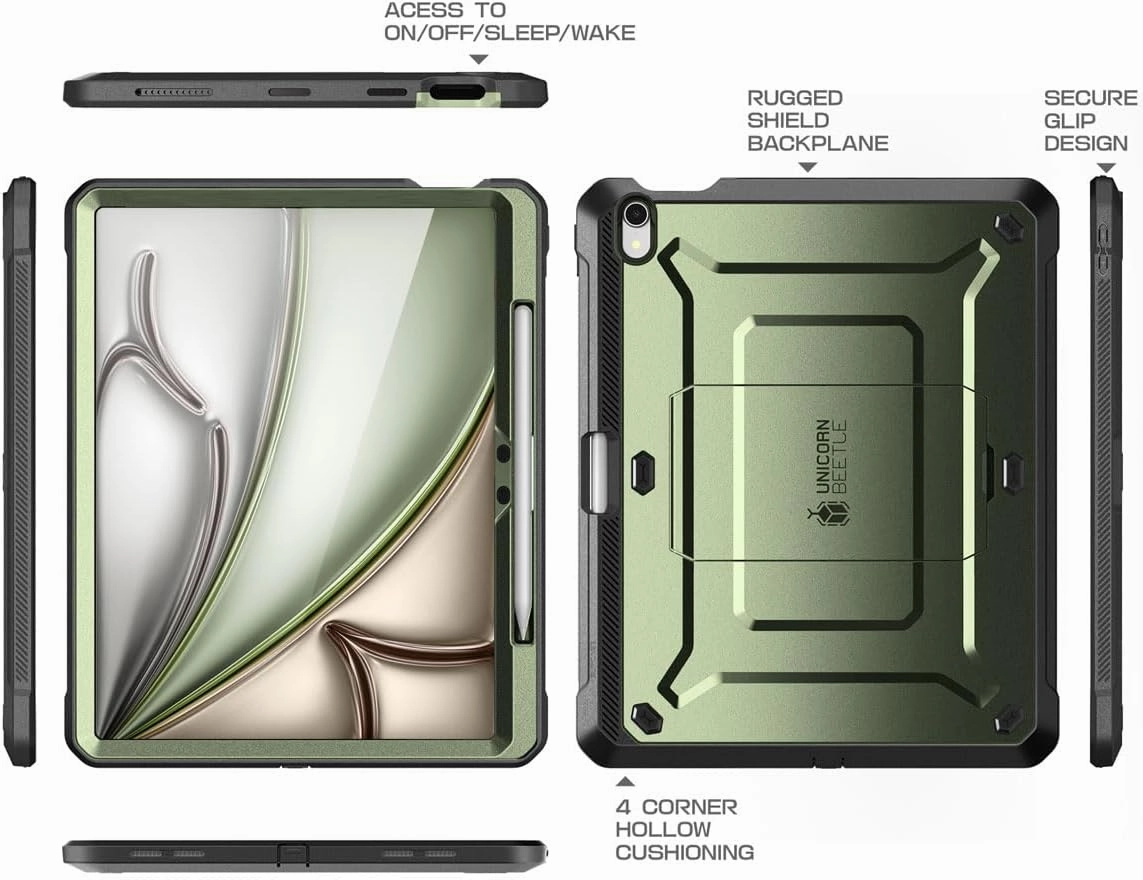 SUPCASE for iPad Air 13 Inch Case M3/M2 (2025/2024) with Pencil Holder (Unicorn Beetle Pro), [Built-in Screen Protector & Stand] [Military-Grade Protection] Rugged Cover for iPad Air 13 Inch, Guldan