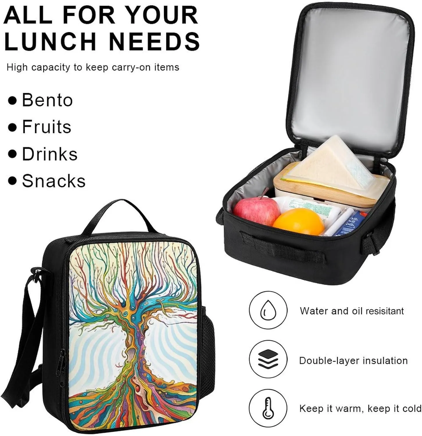 Supdreamc Adults Daypack Sets - Funky Tree Art Bookbag College Bookbag Travel Hiking Bag & Day Pack   Lunch Bag   Pencil Case, Backpack Daypack