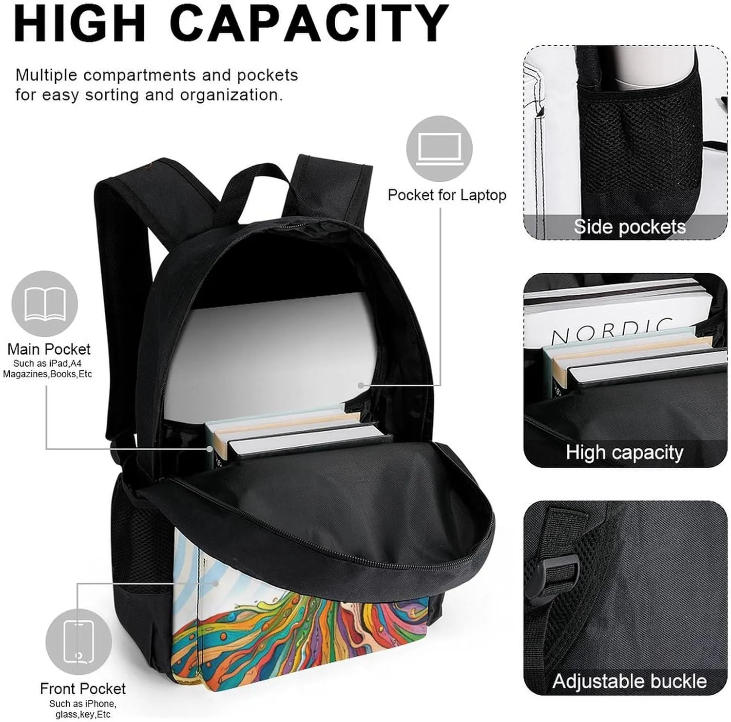 Supdreamc Adults Daypack Sets - Funky Tree Art Bookbag College Bookbag Travel Hiking Bag & Day Pack   Lunch Bag   Pencil Case, Backpack Daypack