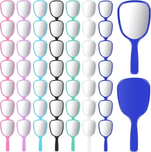 Supkiir 49Pcs Handheld Mirror with Handle Bulk, Plastic Compact Travel Mirror, Small Portable Makeup Cosmetic Personal Hand Mirror 6.82x 3Inch for Home Vanity Camping Classroom 7 Colors