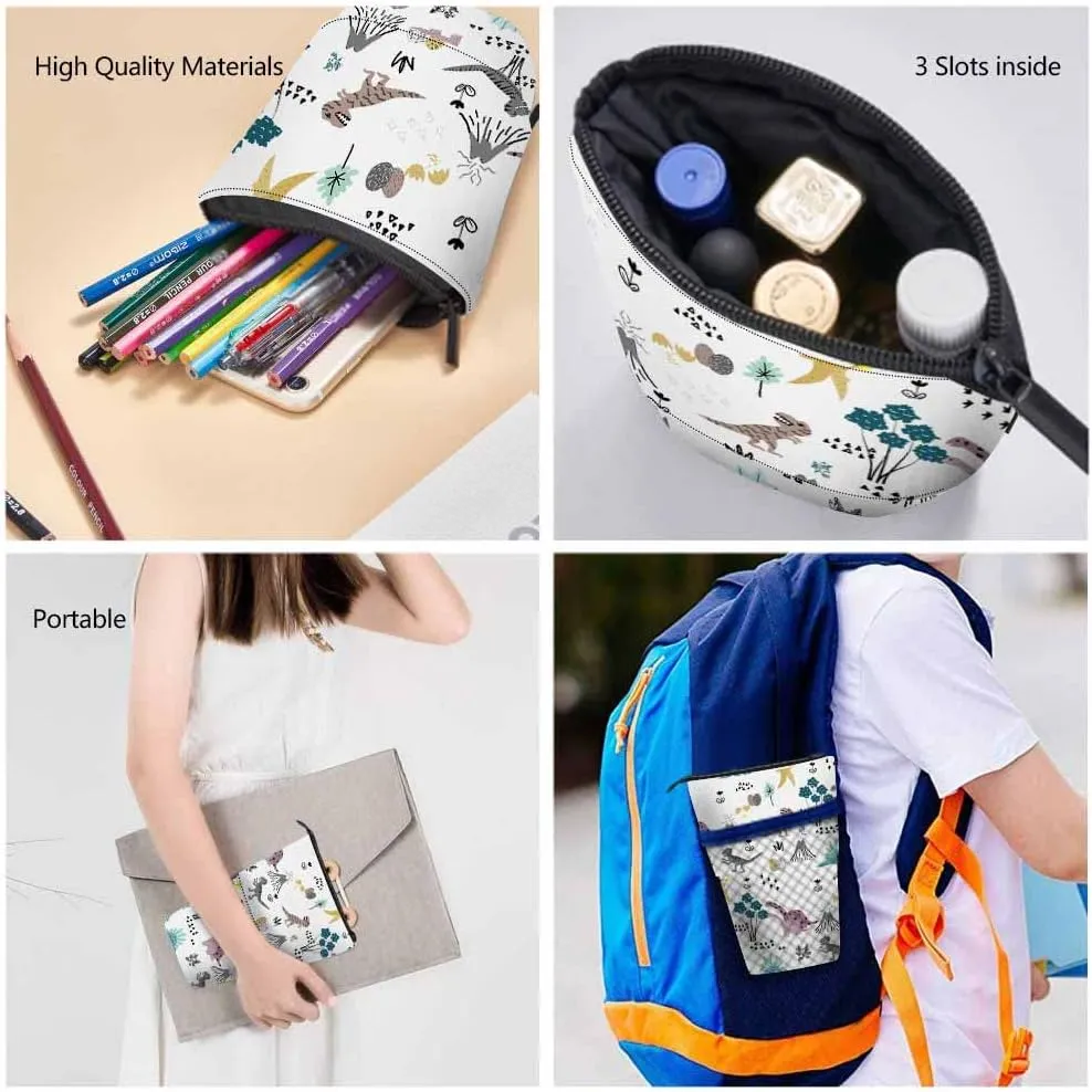 Swono Dinosaurs Cute Pencil Case Tropical Leaves Childish Cute Funny Cartoon Dino Standing Pencil Case Pencil Holder Pencil Pouch Cosmetics Pouch Makeup Office Bag Colorful
