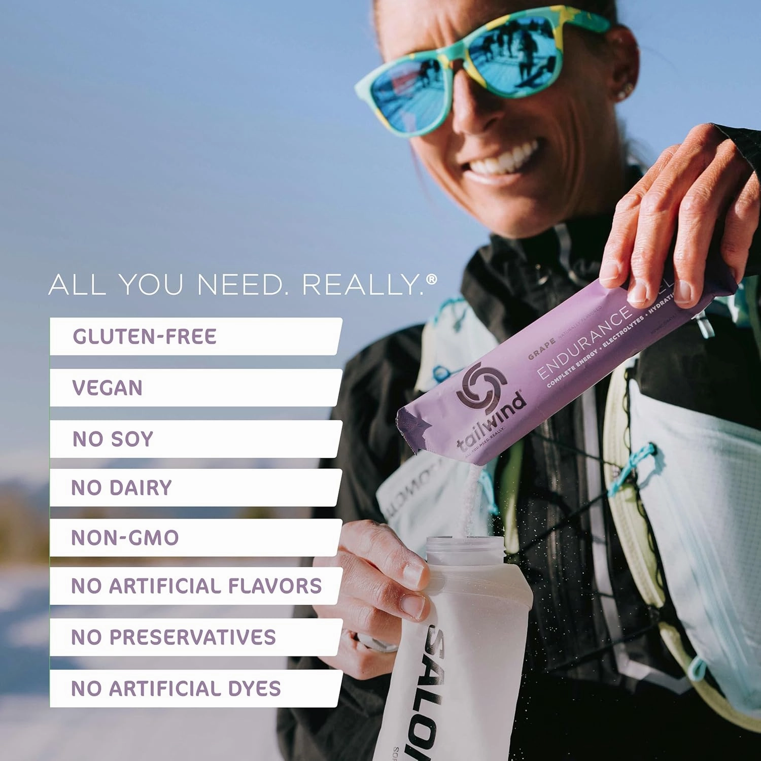 Tailwind Nutrition Endurance Fuel, Electrolyte & Hydration Sports Drink Mix Powder, Gluten-Free, Vegan, Grape, 30 Servings