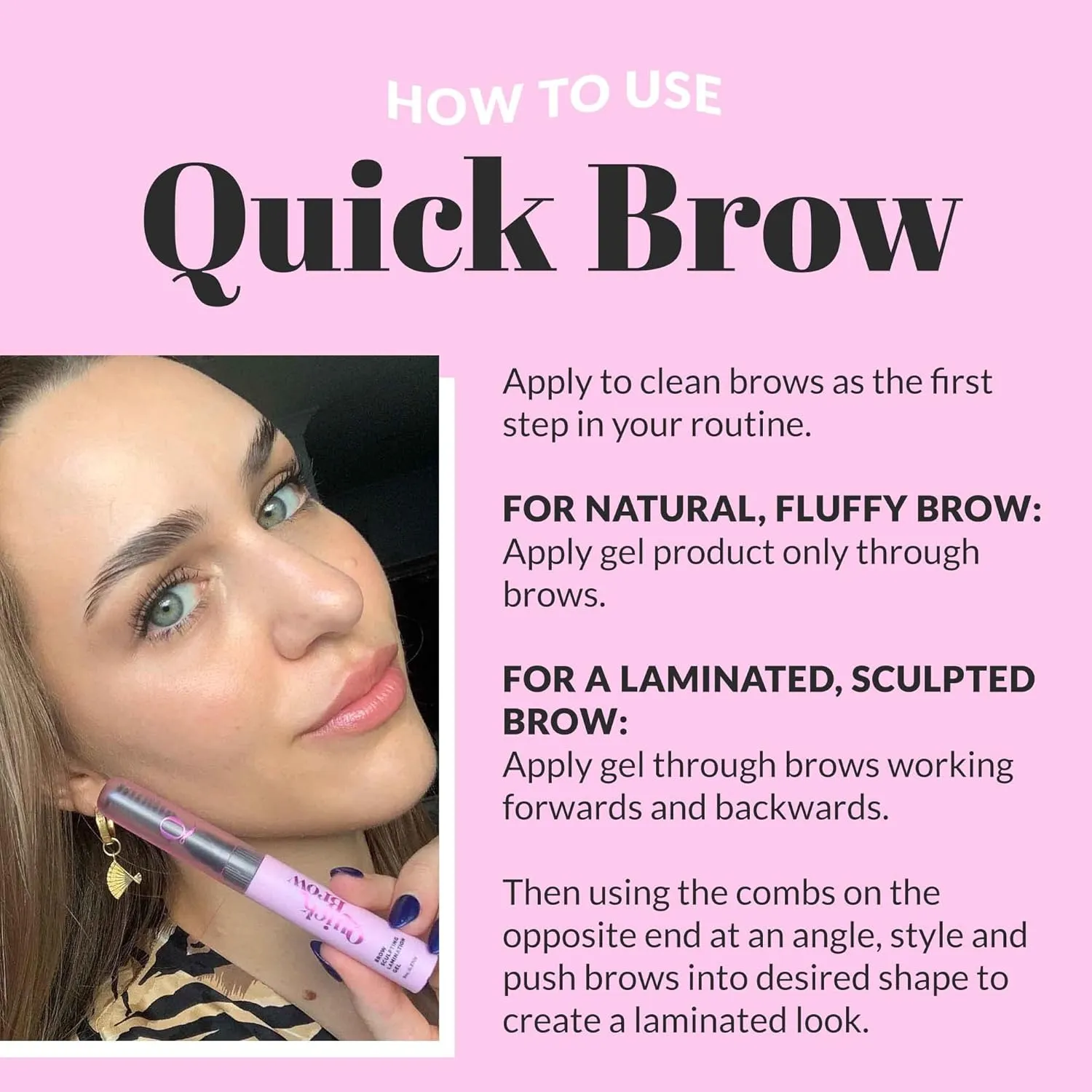 THE QUICK FLICK 2-In-1 Eyebrow Lamination Gel with Sculpting Wax – Smudge-Proof & Long-Lasting Eyebrow Gel Clear with Built-In Double-Sided Comb – Vegan, Cruelty-Free Formula (Clear - 8 ml)
