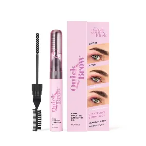 THE QUICK FLICK 2-In-1 Eyebrow Lamination Gel with Sculpting Wax – Smudge-Proof & Long-Lasting Eyebrow Gel Clear with Built-In Double-Sided Comb – Vegan, Cruelty-Free Formula (Clear - 8 ml)
