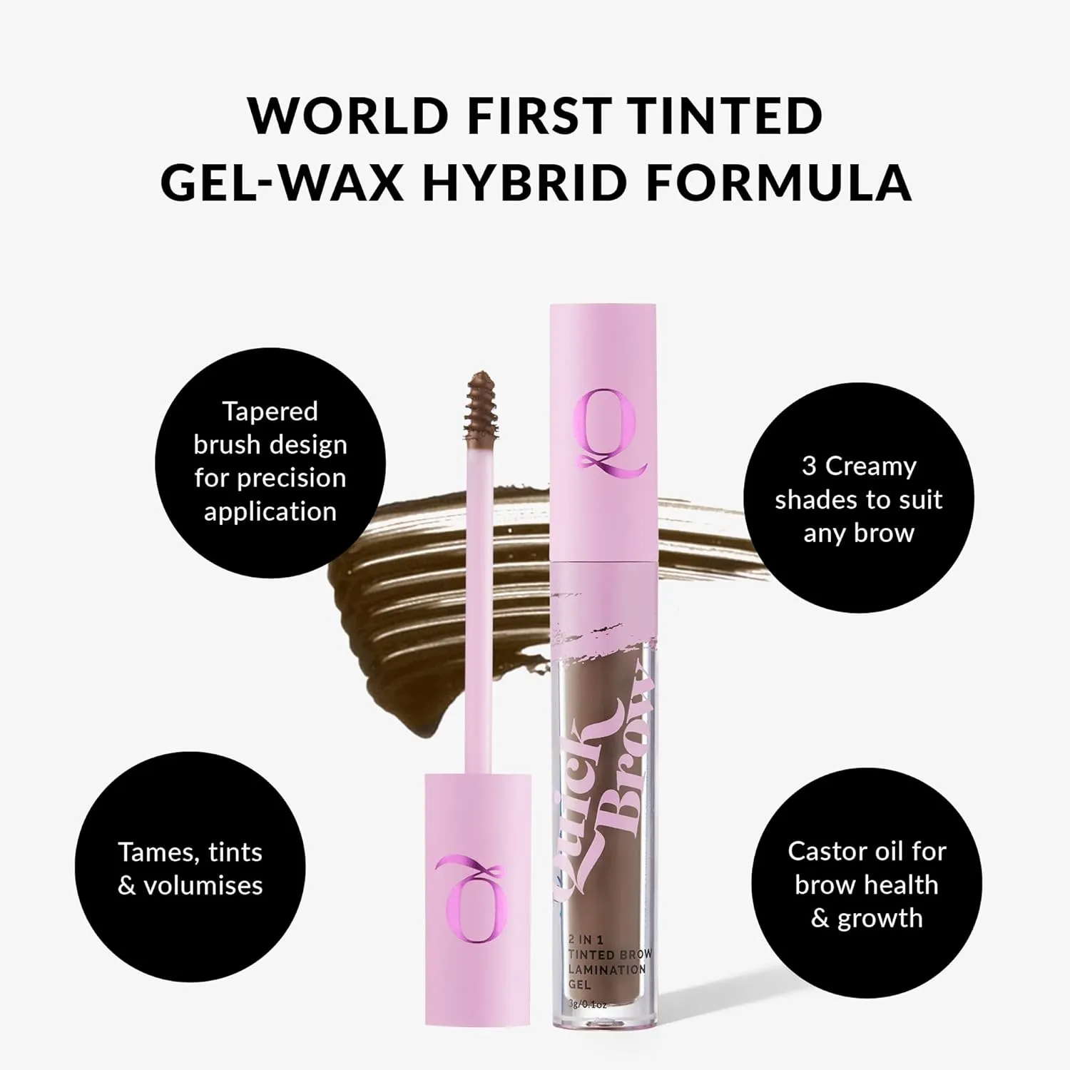 THE QUICK FLICK 2-In-1 Tinted Temporary Eyebrow Lamination Gel Fortified with Castor Oil – Smudge-Proof & Long-Lasting Eyebrow Gel – Vegan, Cruelty-Free Formula (Light - 3g / 0.1 Oz)